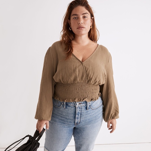 Madewell Julianne Smocked Top 2X NWT - Picture 2 of 10